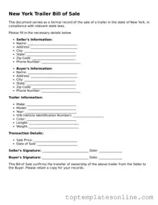 Blank Trailer Bill of Sale Template for New York State