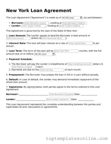 Blank Loan Agreement Template for New York State