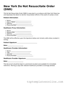 Blank Do Not Resuscitate Order Template for New York State