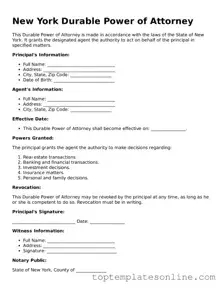 Blank Durable Power of Attorney Template for New York State