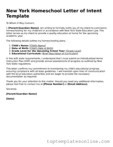 Blank Homeschool Letter of Intent Template for New York State