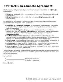 Blank Non-compete Agreement Template for New York State