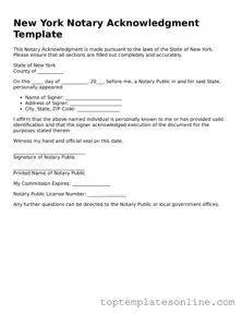 Blank Notary Acknowledgement Template for New York State