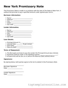 Blank Promissory Note Template for New York State