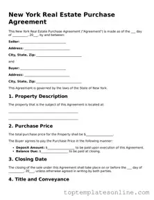 Blank Real Estate Purchase Agreement Template for New York State
