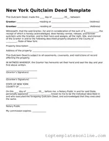 Blank Quitclaim Deed Template for New York State