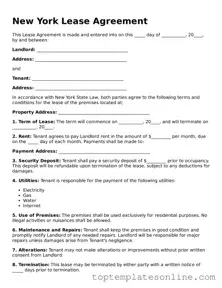 Blank Lease Agreement Template for New York State