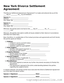 Blank Divorce Settlement Agreement Template for New York State