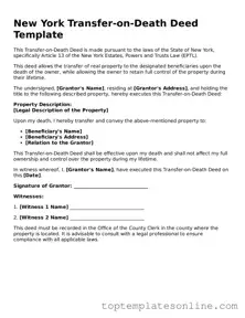 Blank Transfer-on-Death Deed Template for New York State