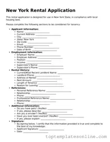Blank Rental Application Template for New York State