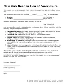 Blank Deed in Lieu of Foreclosure Template for New York State