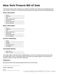 Blank Firearm Bill of Sale Template for New York State