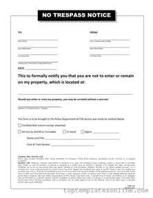 Fillable No Trespassing Letter Form