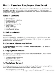 Blank Employee Handbook Template for North Carolina State