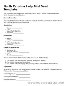 Blank Lady Bird Deed Template for North Carolina State