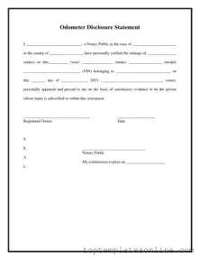 Fillable Notarized Odometer Statement Form
