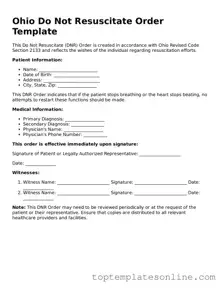 Blank Do Not Resuscitate Order Template for Ohio State