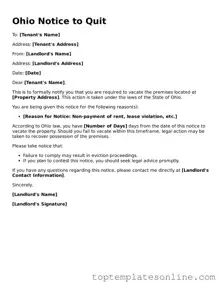 Blank Notice to Quit Template for Ohio State