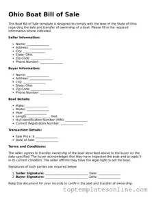 Blank Boat Bill of Sale Template for Ohio State