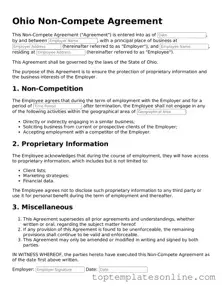 Blank Non-compete Agreement Template for Ohio State