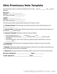 Blank Promissory Note Template for Ohio State