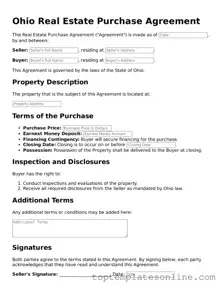 Blank Real Estate Purchase Agreement Template for Ohio State