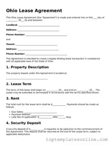 Blank Lease Agreement Template for Ohio State
