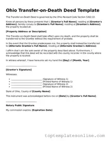 Blank Transfer-on-Death Deed Template for Ohio State