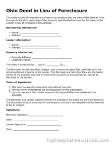 Blank Deed in Lieu of Foreclosure Template for Ohio State