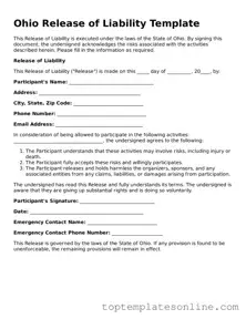 Blank Release of Liability Template for Ohio State