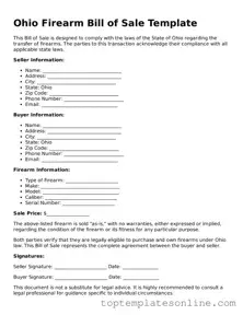 Blank Firearm Bill of Sale Template for Ohio State