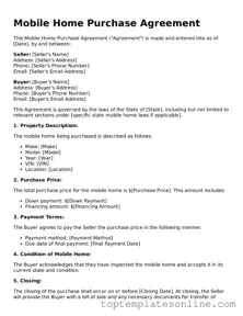 Attorney-Approved Mobile Home Purchase Agreement Form