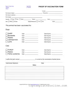 Fillable Proof Of Vaccination Dog Form