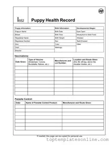 Fillable Puppy Health Record Form