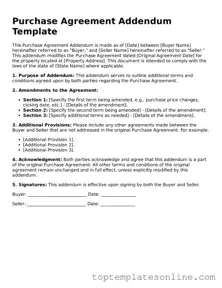 Attorney-Approved Purchase Agreement Addendum Form