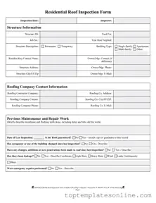 Fillable Roof Inspection Form