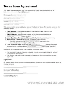 Blank Loan Agreement Template for Texas State