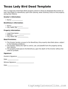 Blank Lady Bird Deed Template for Texas State