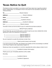 Blank Notice to Quit Template for Texas State