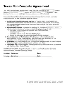 Blank Non-compete Agreement Template for Texas State