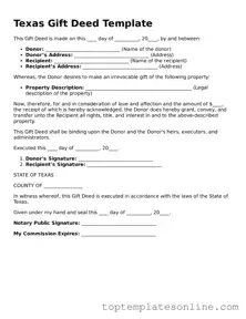 Blank Gift Deed Template for Texas State