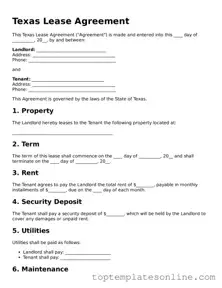 Blank Lease Agreement Template for Texas State
