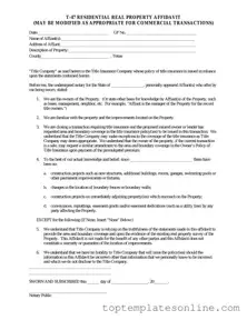 Fillable Texas residential property affidavit T-47 Form