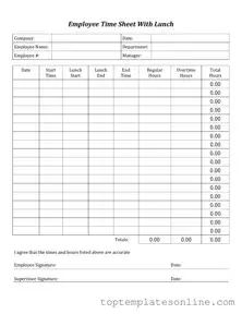 Fillable Time Card Form