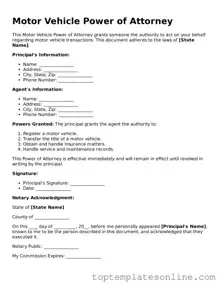 Attorney-Approved Motor Vehicle Power of Attorney Form