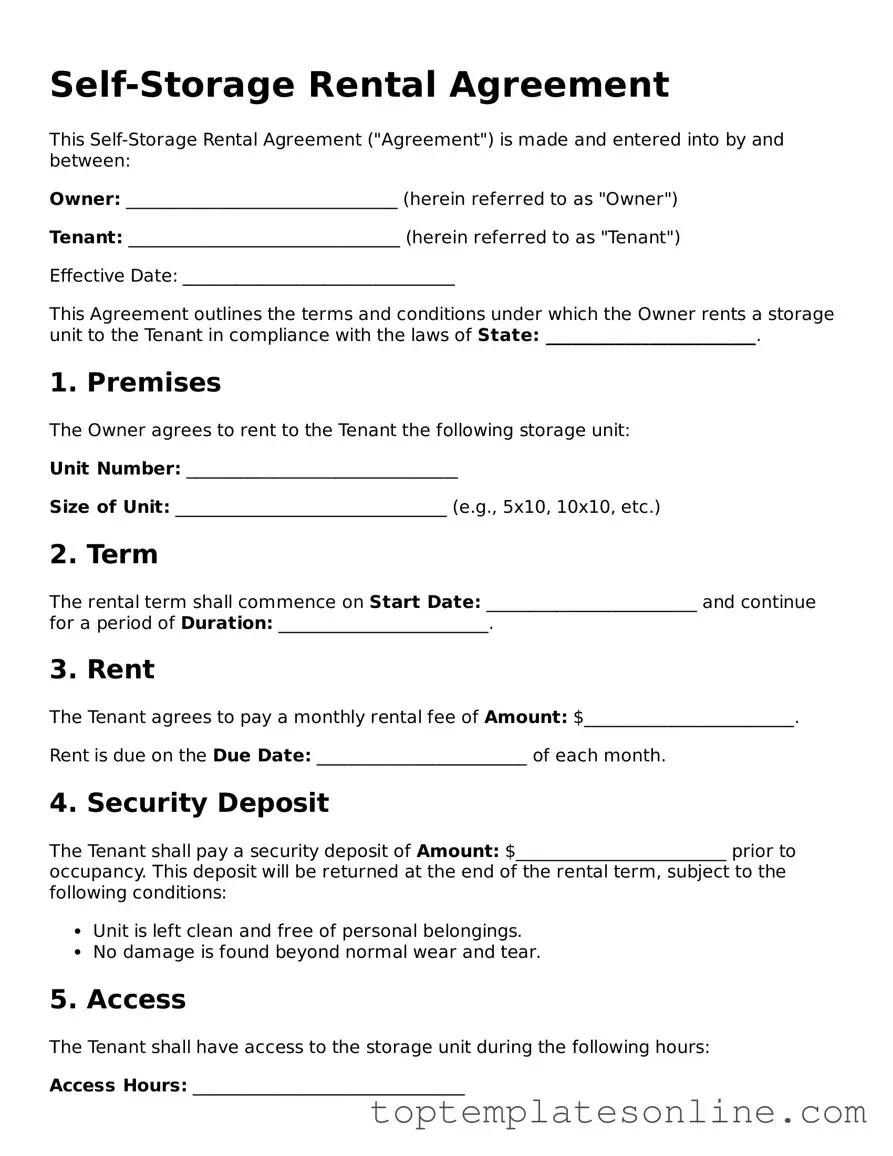 Attorney-Approved Self-Storage Rental Agreement Form
