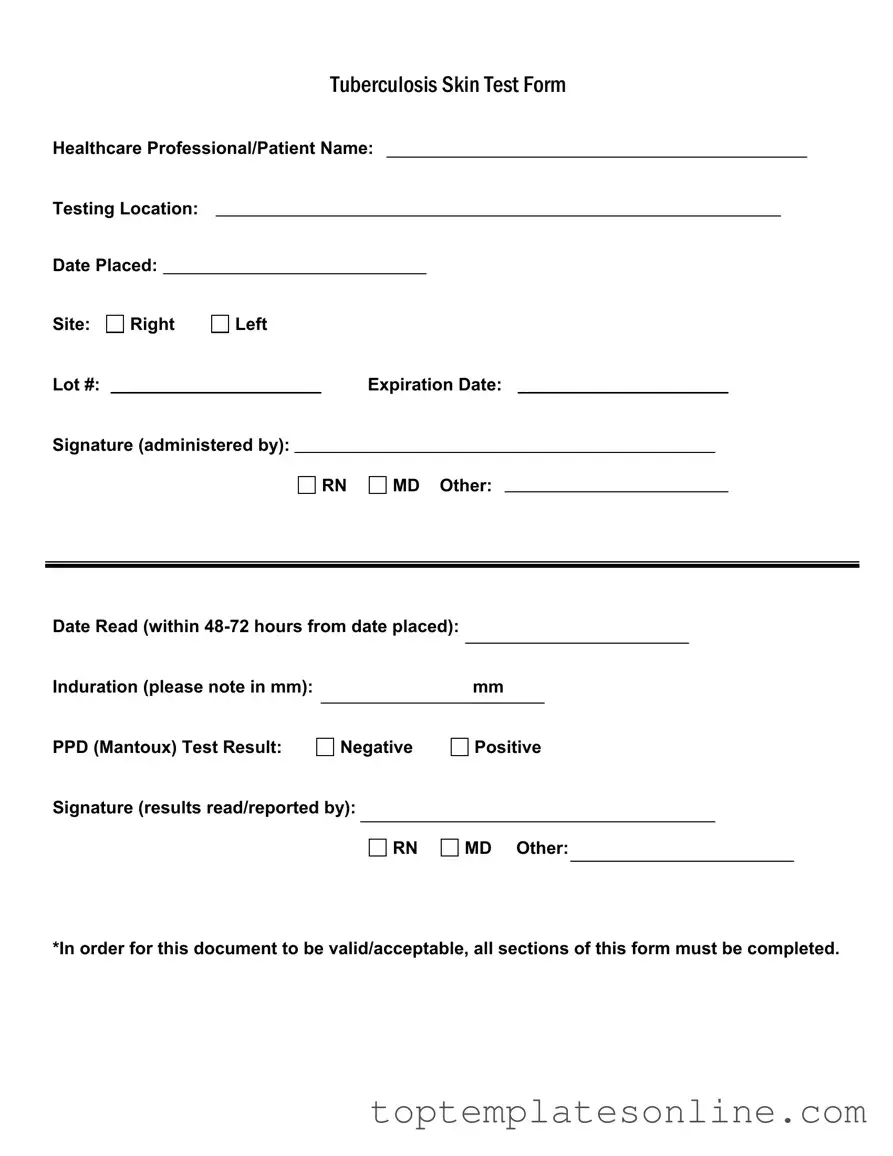 Fillable Tb Test Form