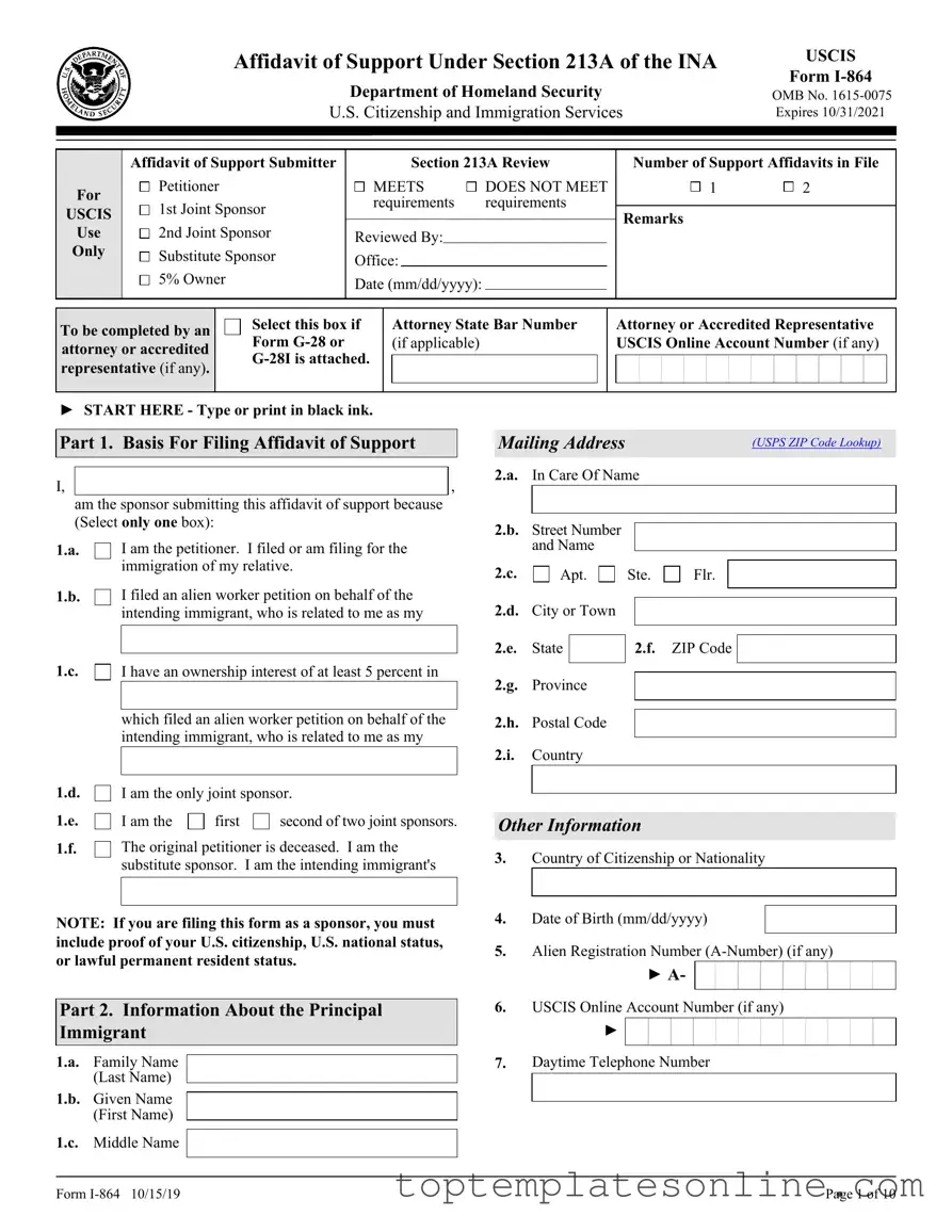 Fillable USCIS I-864 Form