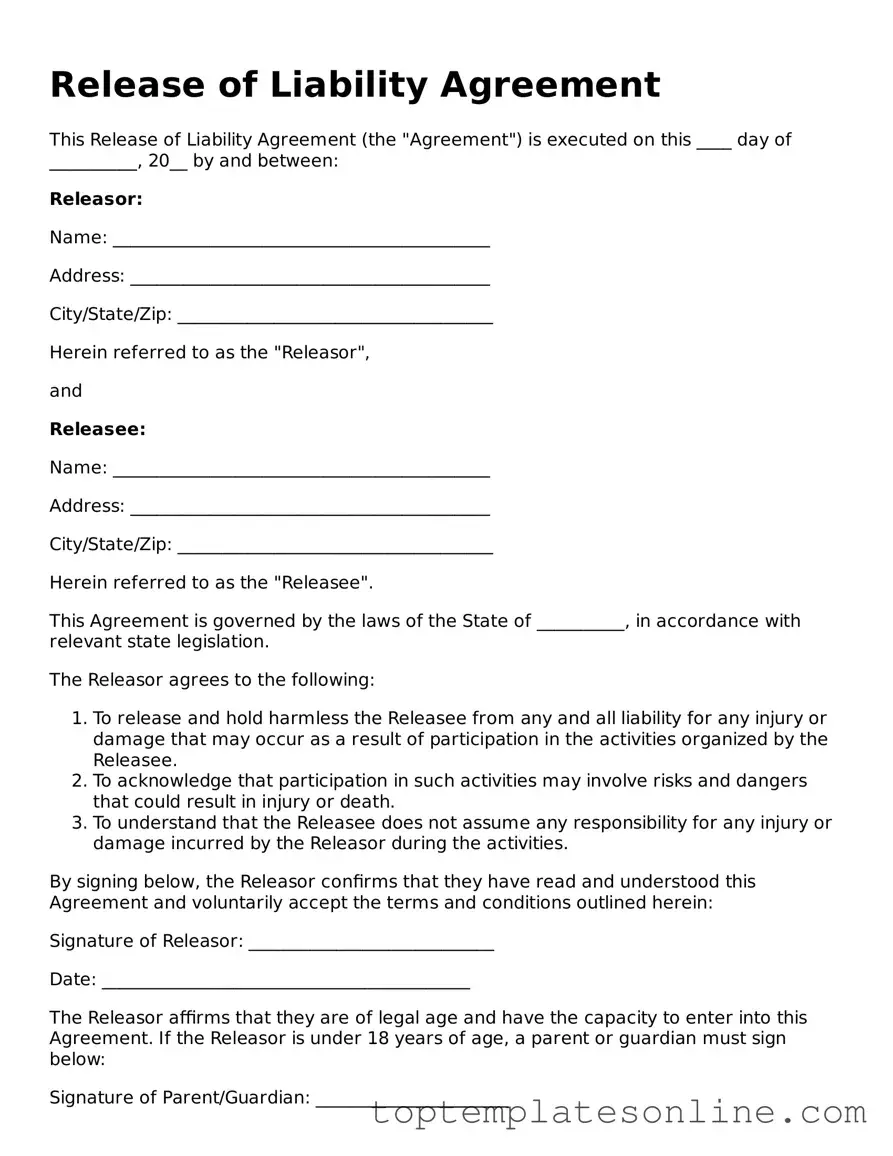 Attorney-Approved Release of Liability Form